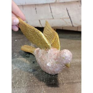 Pink gold glitter dove bird ornament Xmas decor